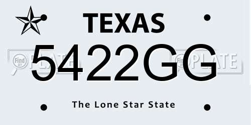 5422GG Texas License Plate