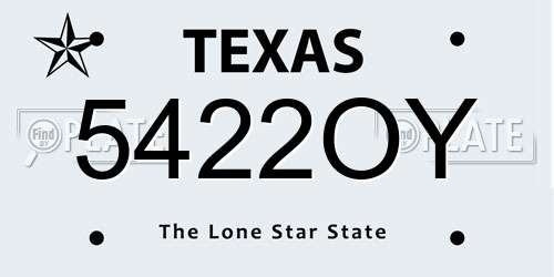 5422OY Texas License Plate