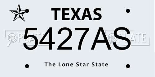 5427AS Texas License Plate