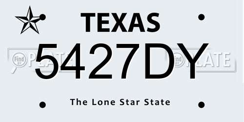 5427DY Texas License Plate