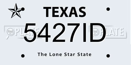 5427ID Texas License Plate
