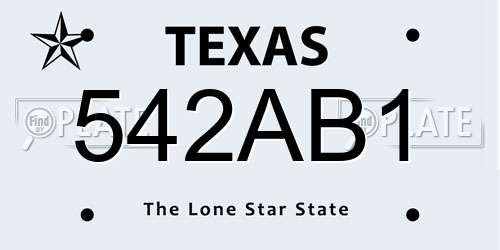 542AB1 Texas License Plate