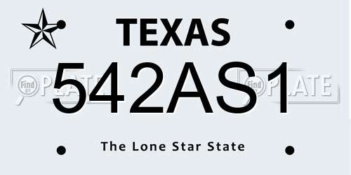 542AS1 Texas License Plate
