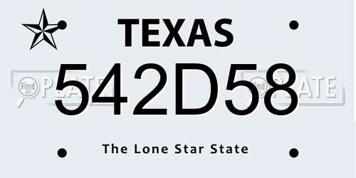 542D58 Texas License Plate