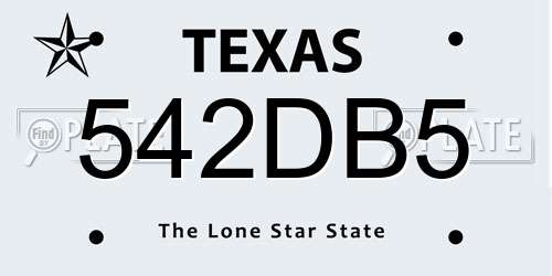 542DB5 Texas License Plate
