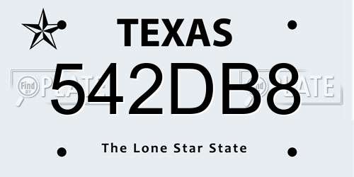542DB8 Texas License Plate
