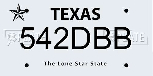 542DBB Texas License Plate