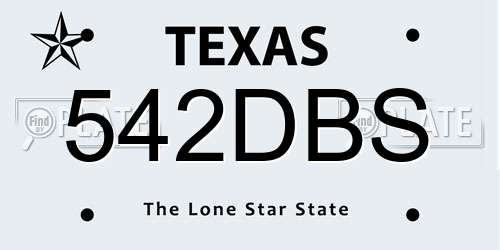 542DBS Texas License Plate