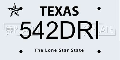 542DRI Texas License Plate