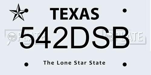 542DSB Texas License Plate