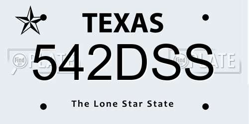 542DSS Texas License Plate