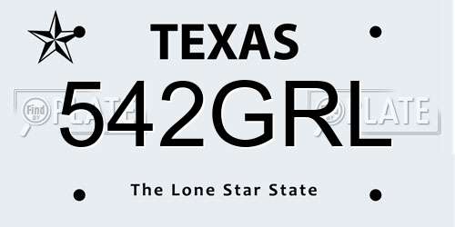 542GRL Texas License Plate