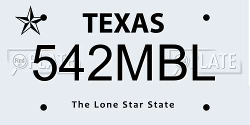 542MBL Texas License Plate