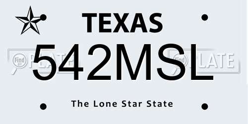 542MSL Texas License Plate