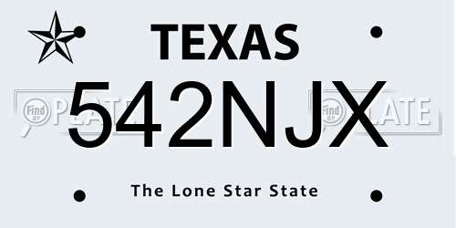 542NJX Texas License Plate