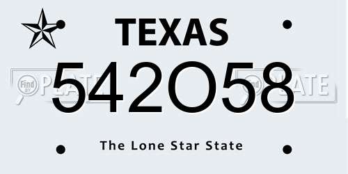 542O58 Texas License Plate