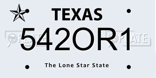 542OR1 Texas License Plate