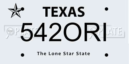 542ORI Texas License Plate