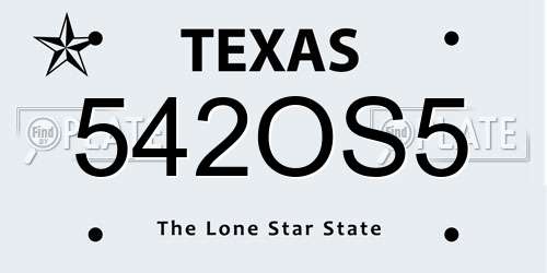 542OS5 Texas License Plate