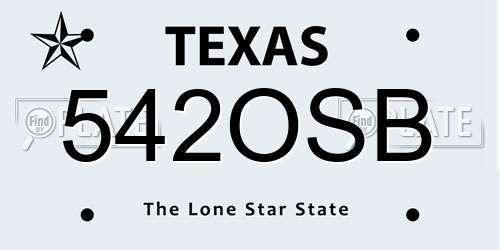 542OSB Texas License Plate