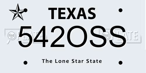 542OSS Texas License Plate