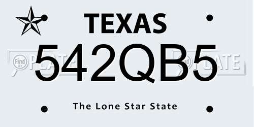 542QB5 Texas License Plate