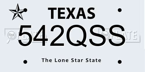 542QSS Texas License Plate