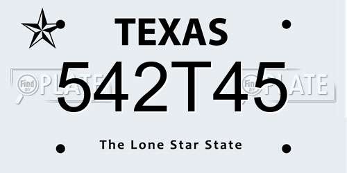 542T45 Texas License Plate
