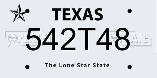 542T48 Texas License Plate