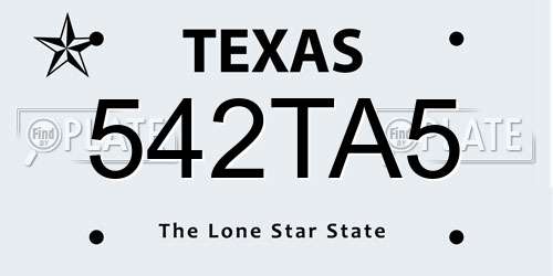 542TA5 Texas License Plate