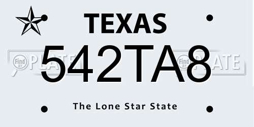 542TA8 Texas License Plate