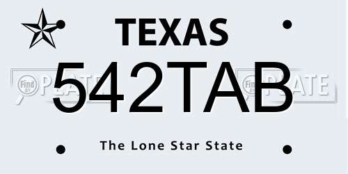 542TAB Texas License Plate