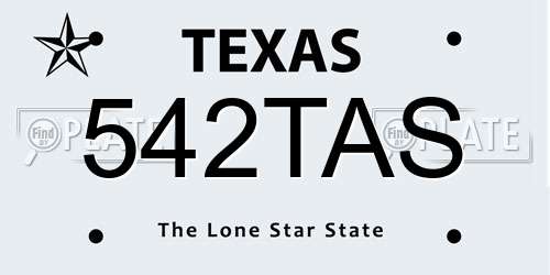 542TAS Texas License Plate