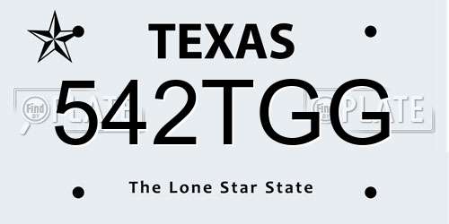 542TGG Texas License Plate