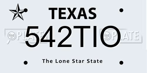 542TIO Texas License Plate