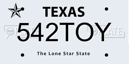 542TOY Texas License Plate