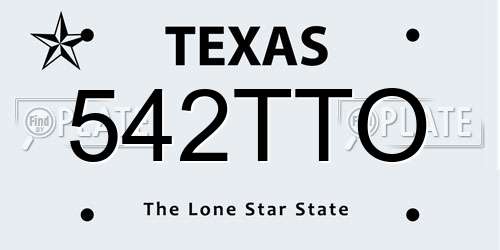 542TTO Texas License Plate