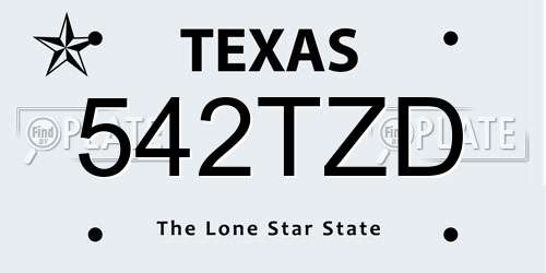 542TZD Texas License Plate