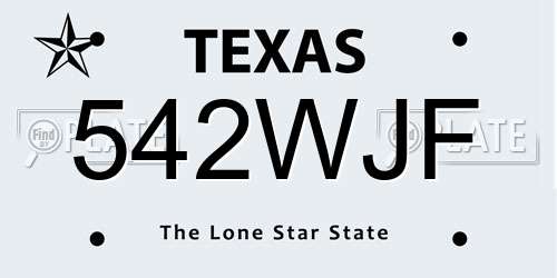542WJF Texas License Plate