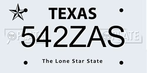 542ZAS Texas License Plate