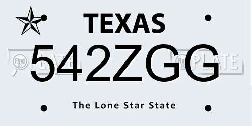 542ZGG Texas License Plate