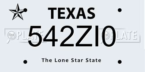 542ZI0 Texas License Plate