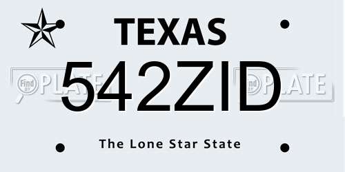 542ZID Texas License Plate