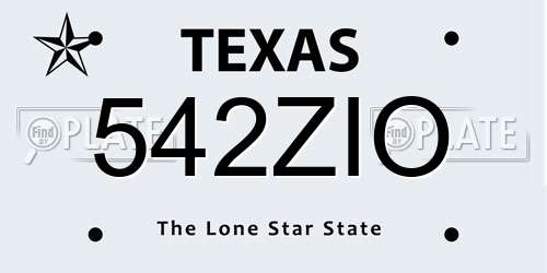 542ZIO Texas License Plate