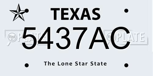 5437AC Texas License Plate
