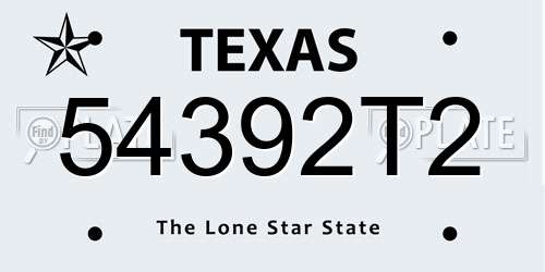 54392T2 Texas License Plate