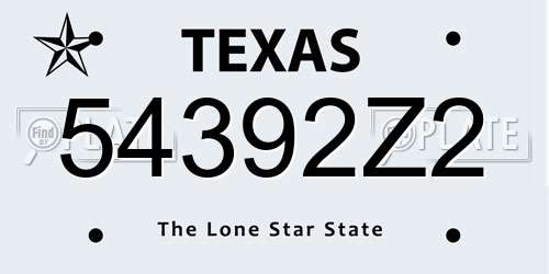 54392Z2 Texas License Plate