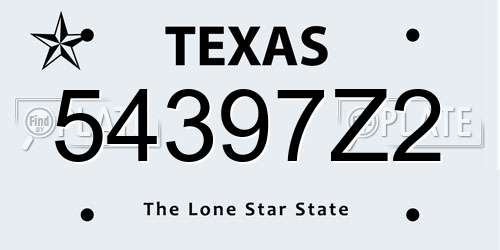 54397Z2 Texas License Plate