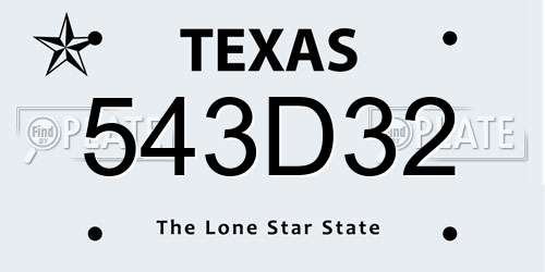 543D32 Texas License Plate