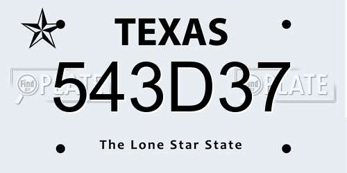 543D37 Texas License Plate